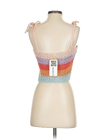 Pol Multicolor Crochet Striped Tank Top (view 2)