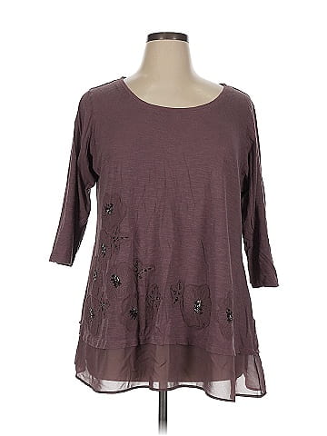 LOGO by Lori Goldstein 3/4 Sleeve Top (view 1)