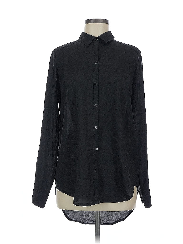Pre-owned 14th & Union Long Sleeve Blouse In Black
