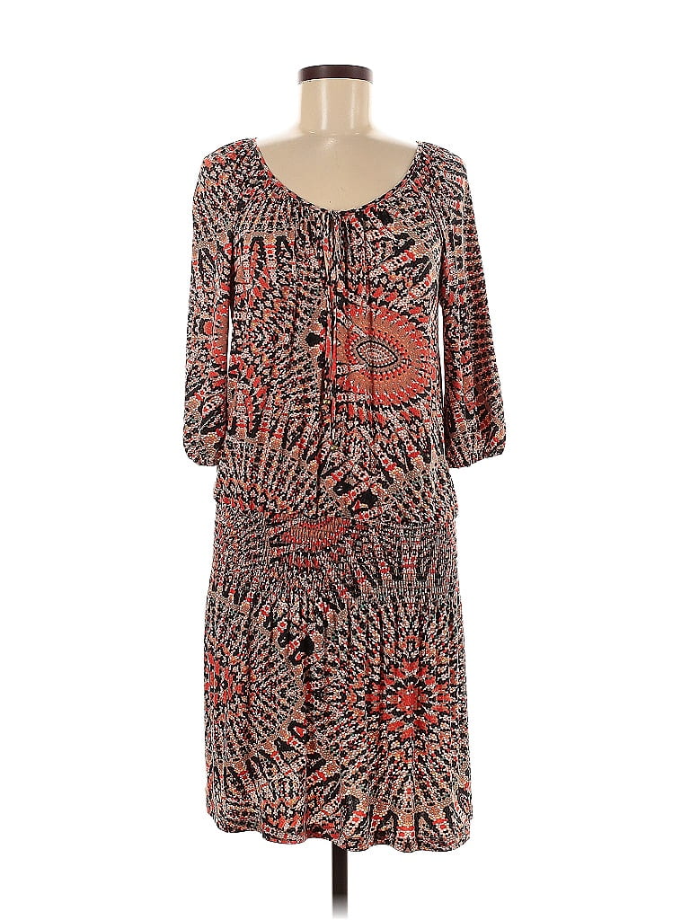 Veronica M. Paisley Brown Pink Casual Dress Size M - photo 1