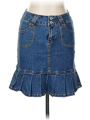 Angels Jeans Frilled Denim Blue Skirt Essential (view 1)