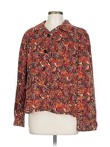 Christopher & Banks Bold Burgundy Abstract Print Jacket (view 1)