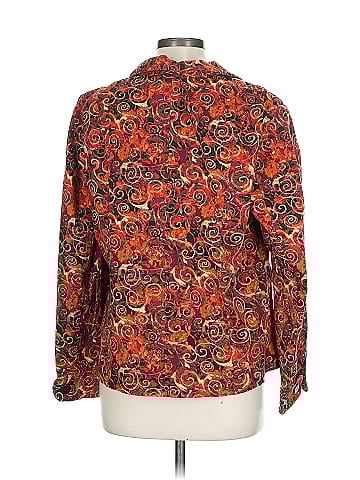 Christopher & Banks Bold Burgundy Abstract Print Jacket (view 2)