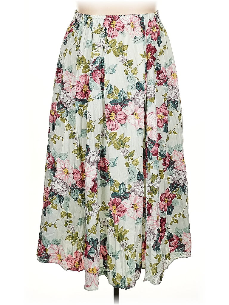 Sharon Anthony 100% Rayon Floral Green White Casual Skirt Size 2X - 58% ...