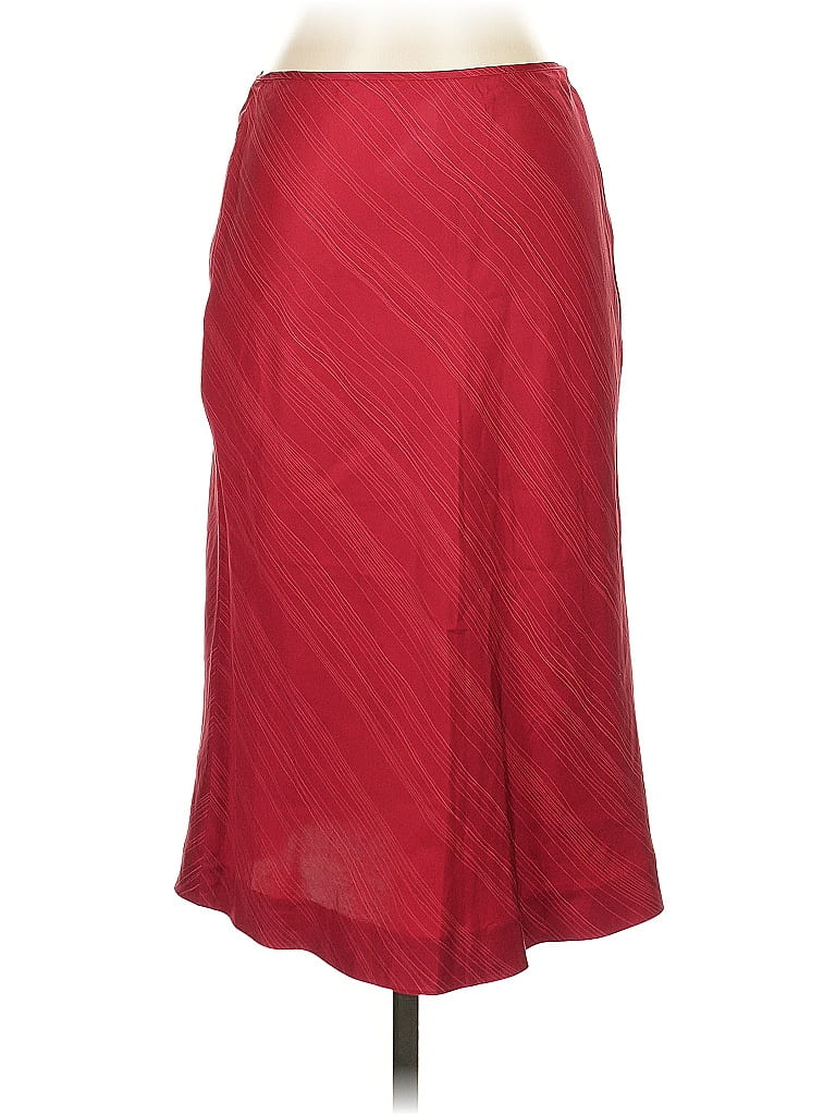 Armani Exchange 100% Silk Chevron-herringbone Red Silk Skirt Size 2 - photo 1