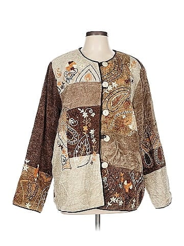 Indigo Moon Brown Embroidered Patchwork Artisan Jacket (view 1)