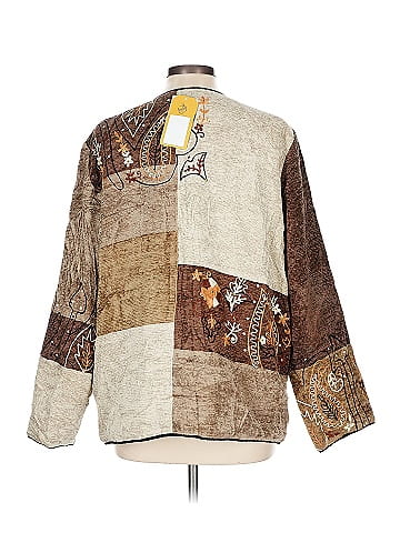 Indigo Moon Brown Embroidered Patchwork Artisan Jacket (view 2)