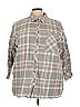 Roaman's 100% Cotton Plaid Gray 3/4 Sleeve Button-Down Shirt Size 26 - photo 1