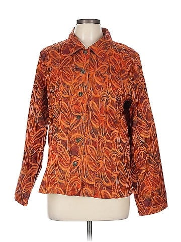 Christopher & Banks Bold Orange Patterned Button-Down Jacket (view 1)