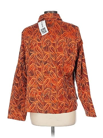 Christopher & Banks Bold Orange Patterned Button-Down Jacket (view 2)