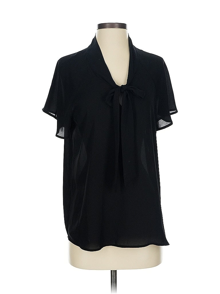 Pleione 100% Polyester Black Short Sleeve Blouse Size XS - photo 1