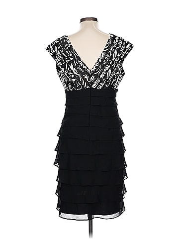 Jessica 100% Polyester Black Black Floral Print Fitted Dress Size 12
