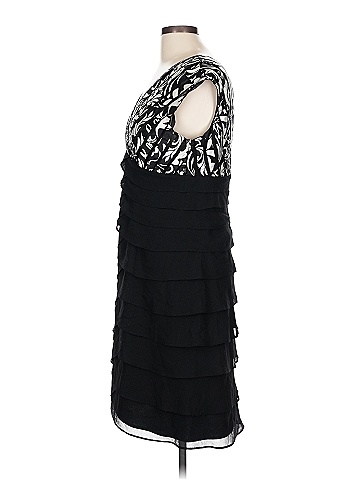 Jessica 100% Polyester Black Black Floral Print Fitted Dress Size 12