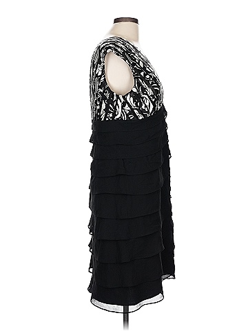 Jessica 100% Polyester Black Black Floral Print Fitted Dress Size 12