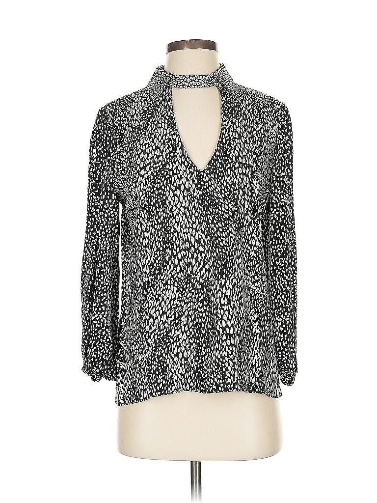 Pre-owned Alice And Olivia Alice + Olivia 3/4 Sleeve Blouse In Silver