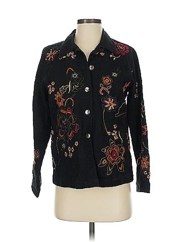 Laura Ashley Black Floral Embroidered Cotton Jacket (view 1)