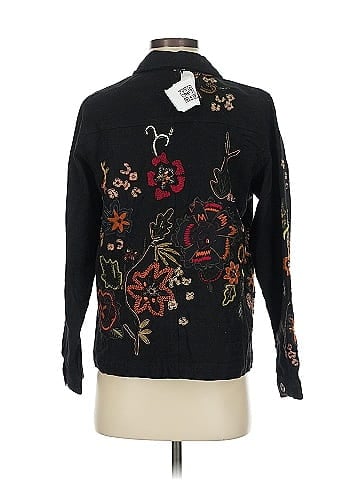 Laura Ashley Black Floral Embroidered Cotton Jacket (view 2)
