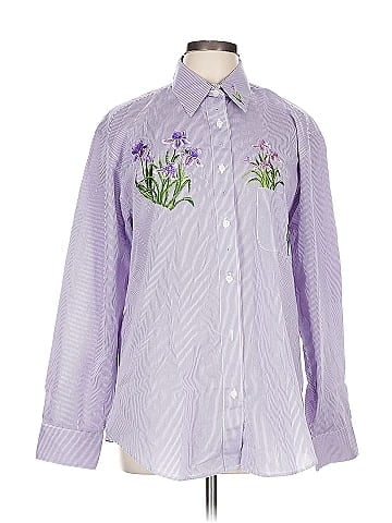 Las Olas Purple Striped Shirt with Embroidery (view 1)
