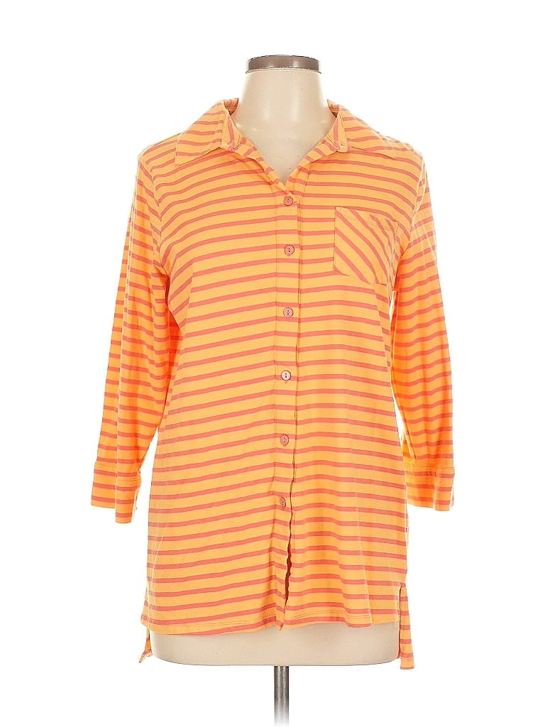 Pre-owned Tyler Boe 3/4 Sleeve Button Down Shirt In Orange