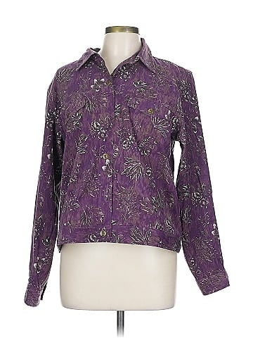 Christopher & Banks Purple Floral Print Stretch Jacket (view 1)