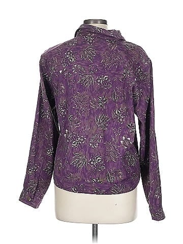Christopher & Banks Purple Floral Print Stretch Jacket (view 2)