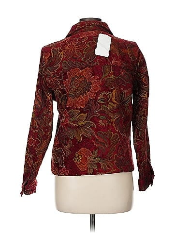 Christopher & Banks Burgundy Tapestry Floral Pattern Jacket (view 2)