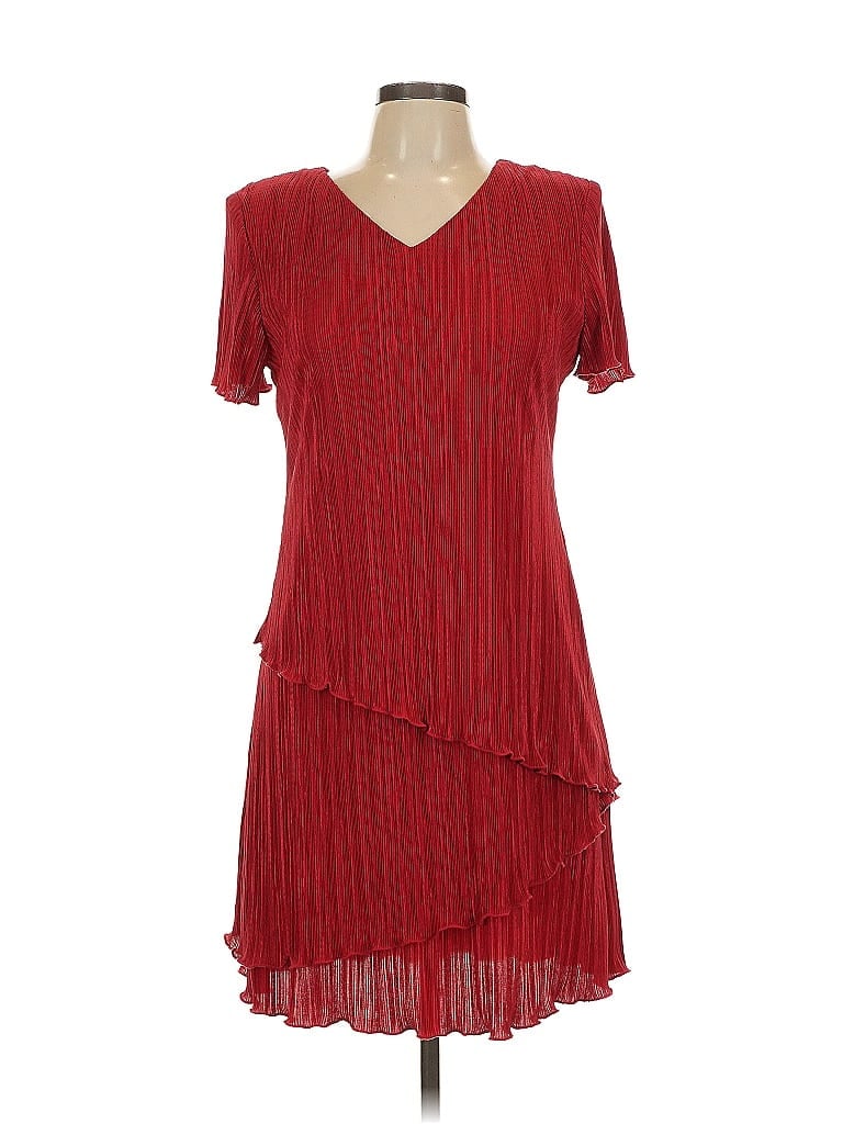 Connected Apparel 100% Polyester Red Casual Dress Size 10 - photo 1