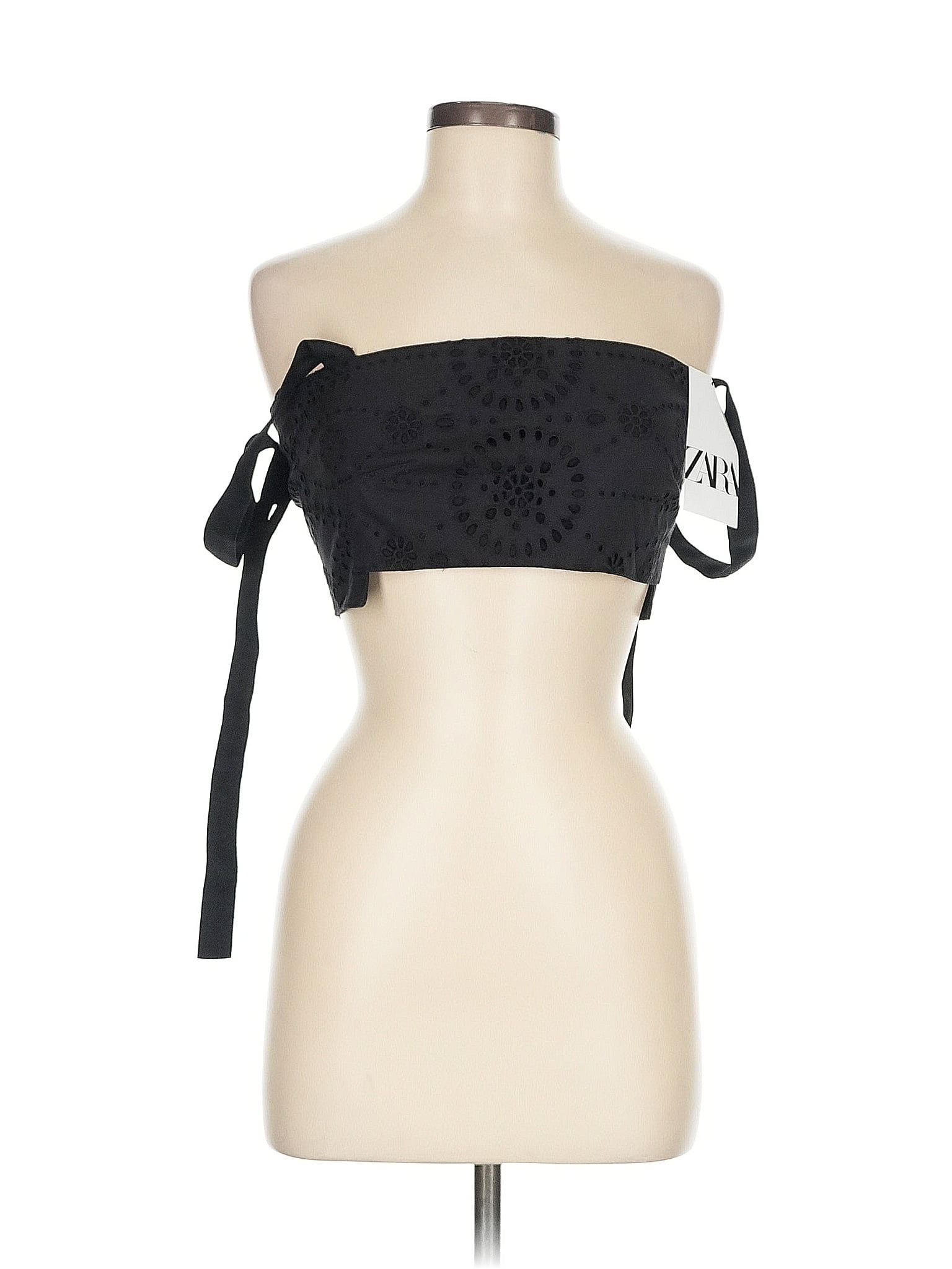Zara 100% Cotton Black Tube Top Size M