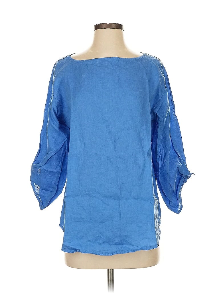 Pre-owned Eileen Fisher 3/4 Sleeve Blouse In Blue