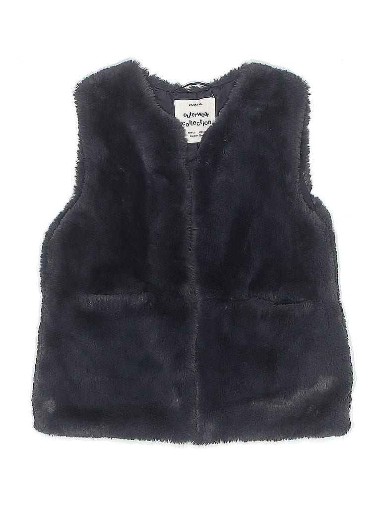 Zara Kids 100% Polyester Blue Faux Fur Vest Size 8 (big kids) - photo 1