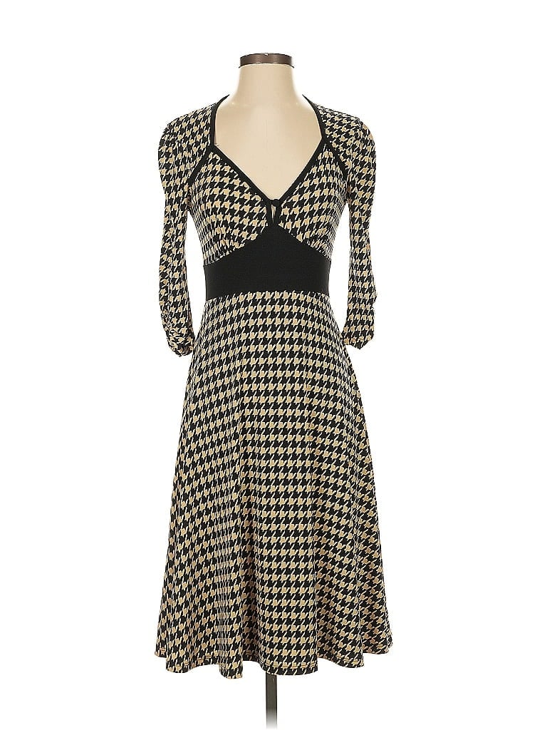 Georgiou Studio Houndstooth Brown Tan Cocktail Dress Size S - photo 1