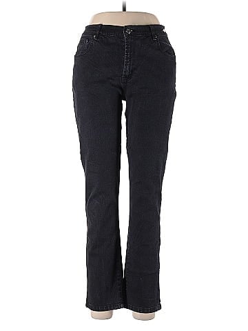 DG^2 by Diane Gilman Black Stretch Denim Straight Jeans (view 1)