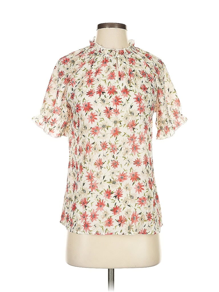 Pre-owned Allegra K Short Sleeve Blouse In White