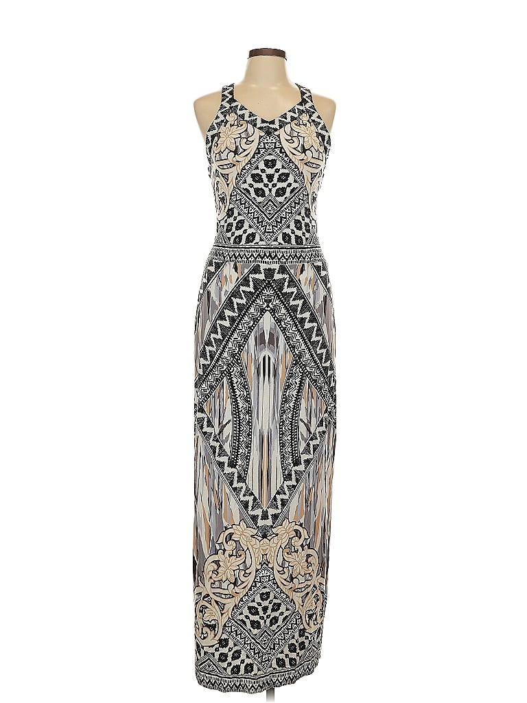 Hale Bob Graphic Silver Cocktail Dress Size L - photo 1