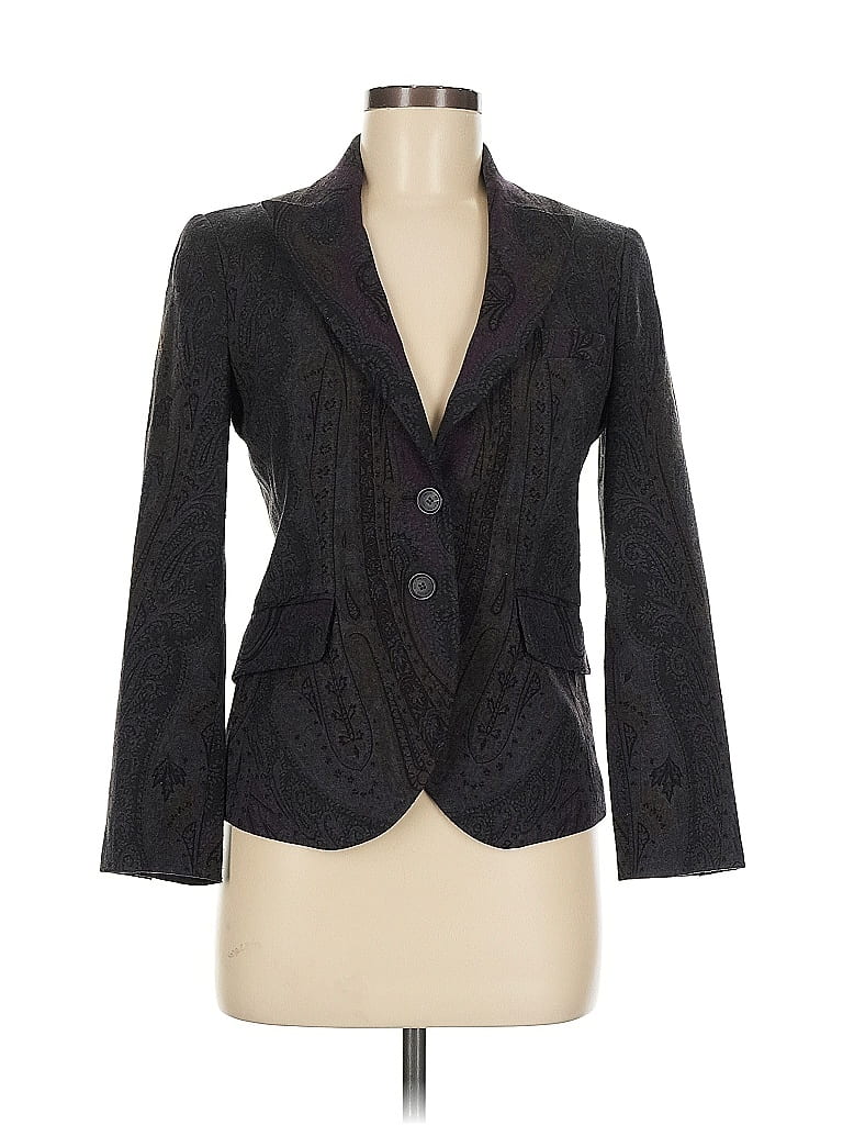 ETRO Chevron-herringbone Gray Black Wool Blazer Size EU (IT) 42 / US 6 - photo 1
