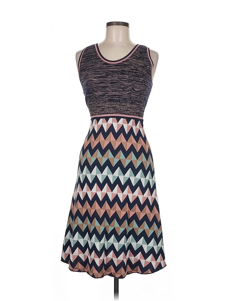 M Missoni Chevron-herringbone Teal Blue Casual Dress Size EU (IT) 42 / US 6 - photo 1