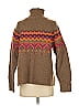 Lou & Grey for LOFT Chevron-herringbone Brown Turtleneck Sweater Size S - photo 2