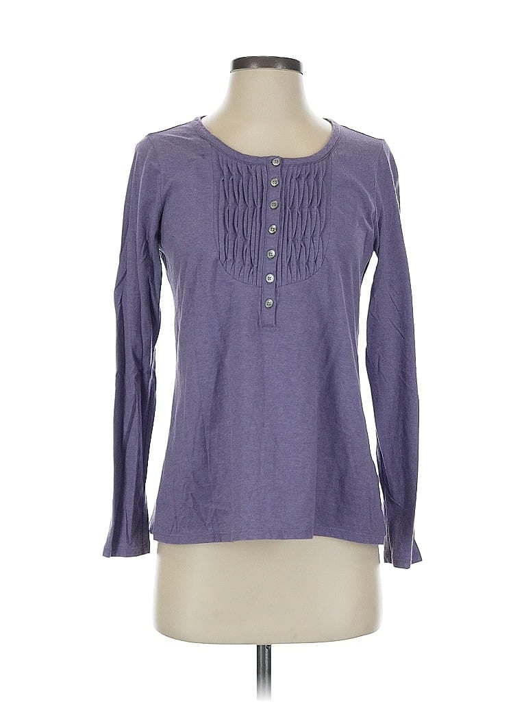 Pre-owned Jjill Long Sleeve Henley Shirt In Purple