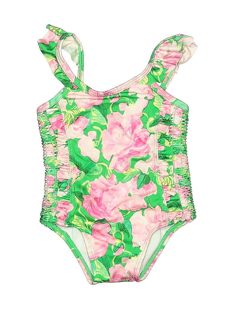 Janie and Jack Floral Green One Piece Swimsuit Size 6-12 mo - photo 1