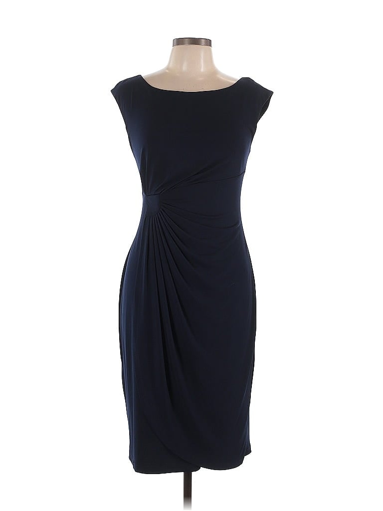 Connected Apparel Solid Blue Cocktail Dress Size 10 - photo 1