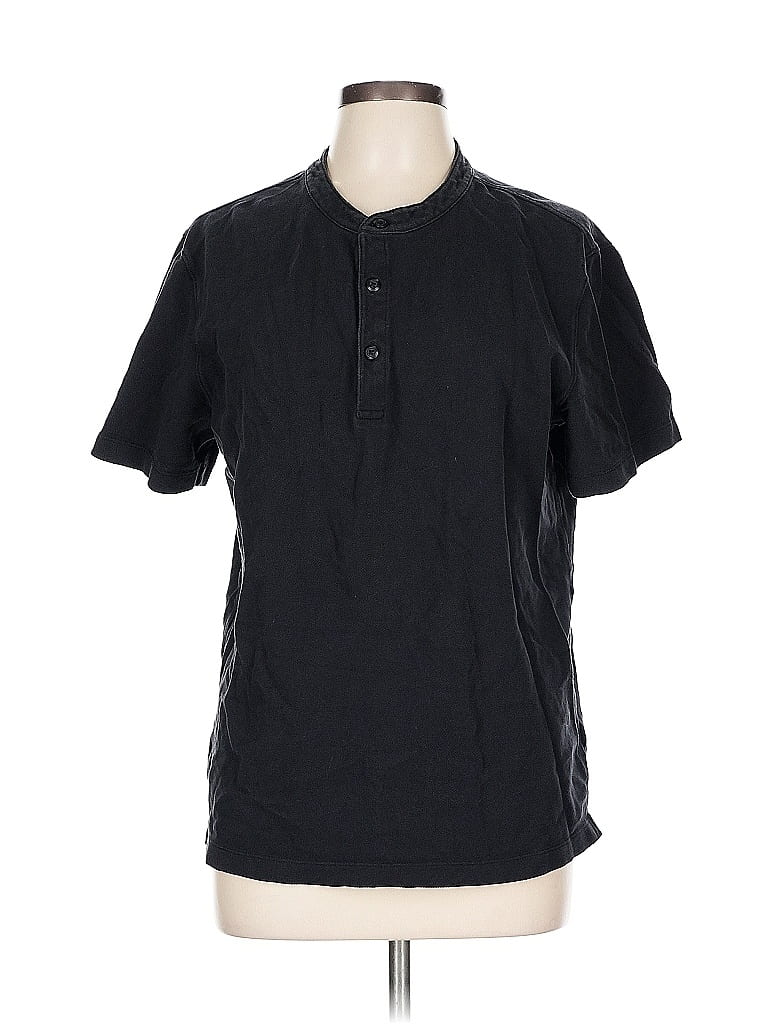 Pre-owned Amazon Essentials Short Sleeve Henley Shirt In Black