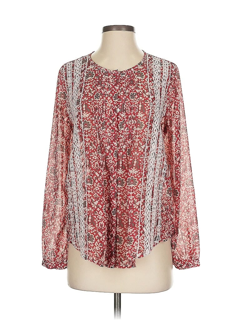 Pre-owned Lucky Brand Long Sleeve Blouse In Red