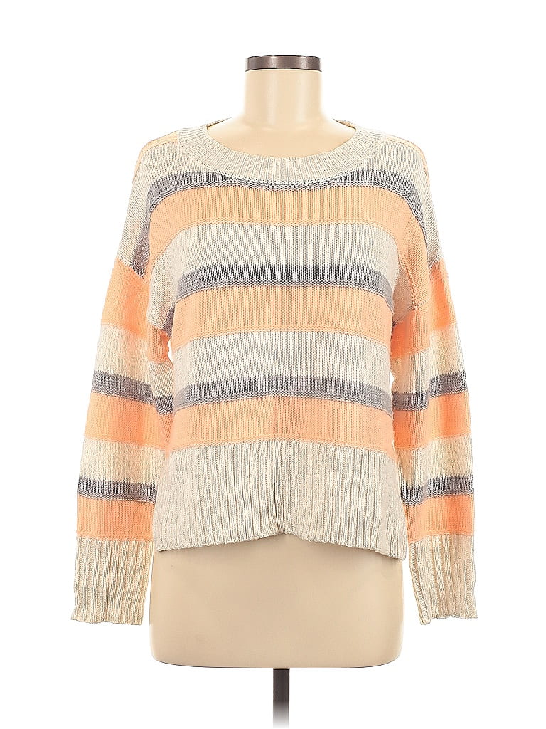 Soho JEANS NEW YORK & COMPANY Stripes Orange Ivory Pullover Sweater Size M - photo 1
