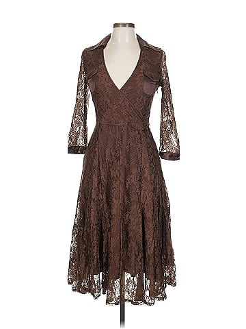 Assorted Brands Elegant Brown Lace Dress (view 1)