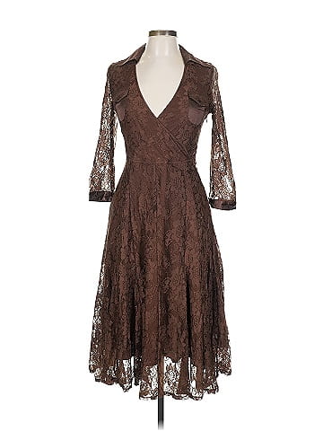 Assorted Brands Brown Elegant Brown Lace Dress Size 12