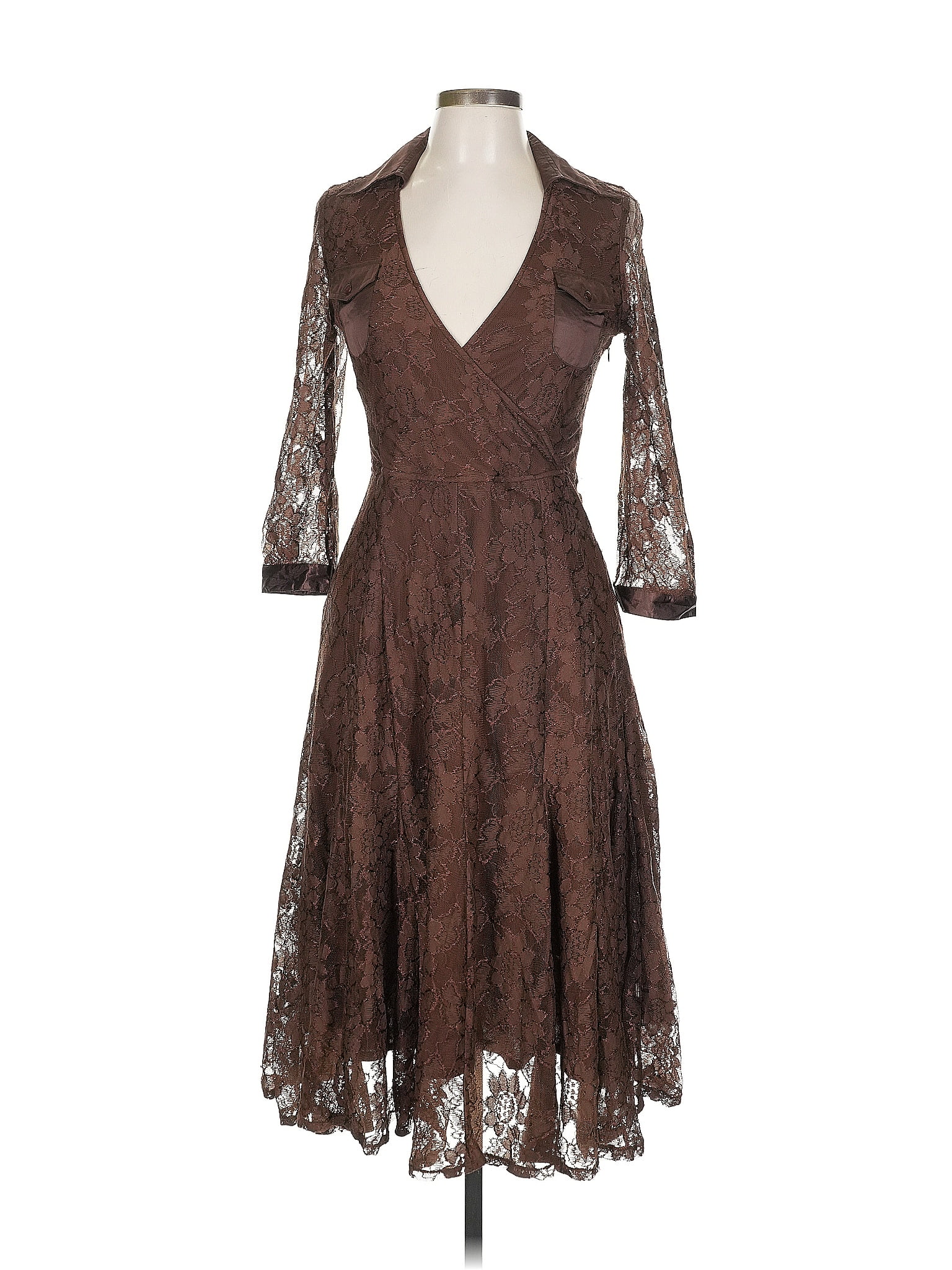 Assorted Brands Brown Elegant Brown Lace Dress Size 12