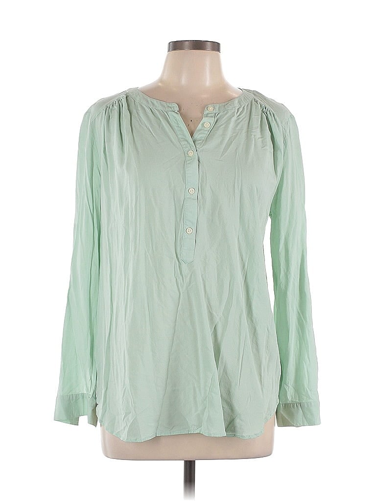 Pre-owned Ann Taylor Loft Outlet Long Sleeve Blouse In Green