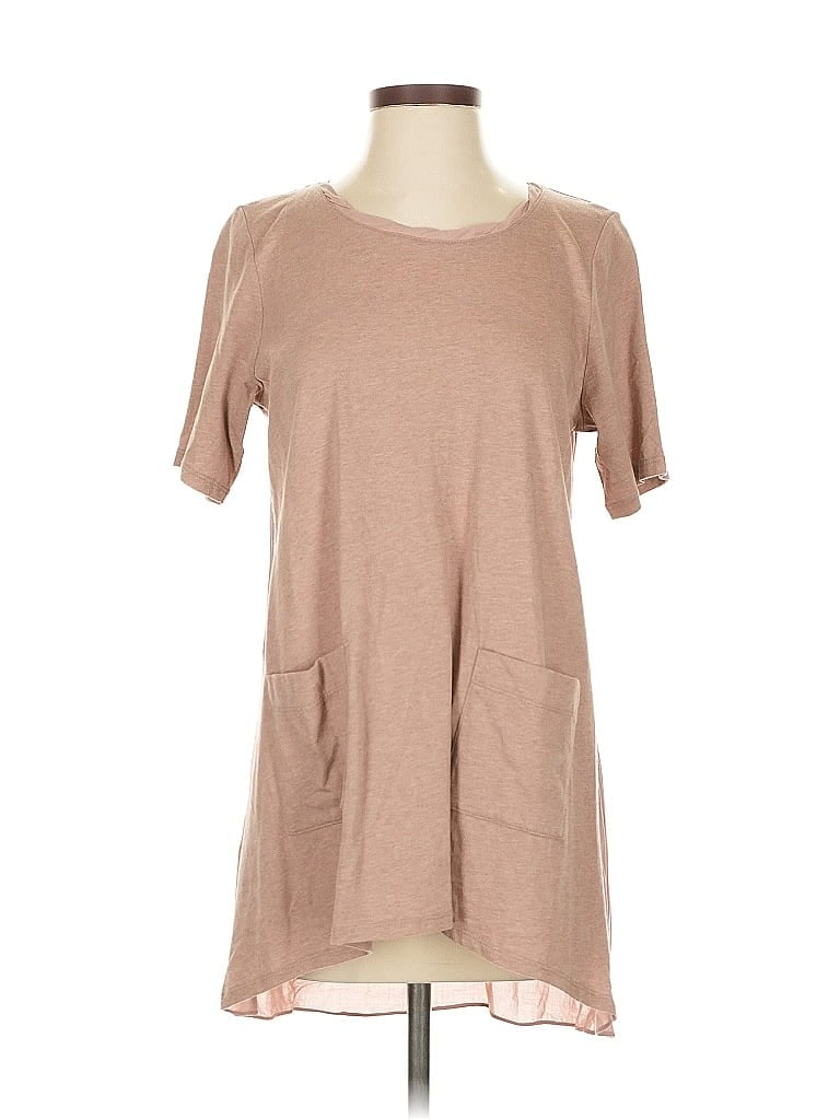 LOGO by Lori Goldstein Tan Short Sleeve T-Shirt Size S - photo 1