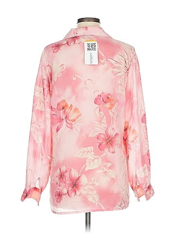 TanJay Pink Floral Sheer Long Blouse (view 2)