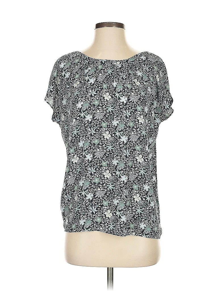 Pre-owned Ann Taylor Loft Short Sleeve Blouse In Blue